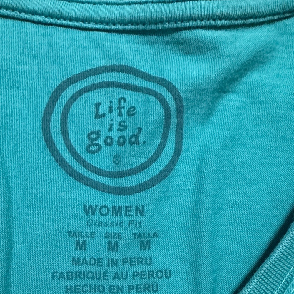 Life is Good Green Short Sleeve Tee Medium Flip Flops Graphic - Picture 4 of 4
